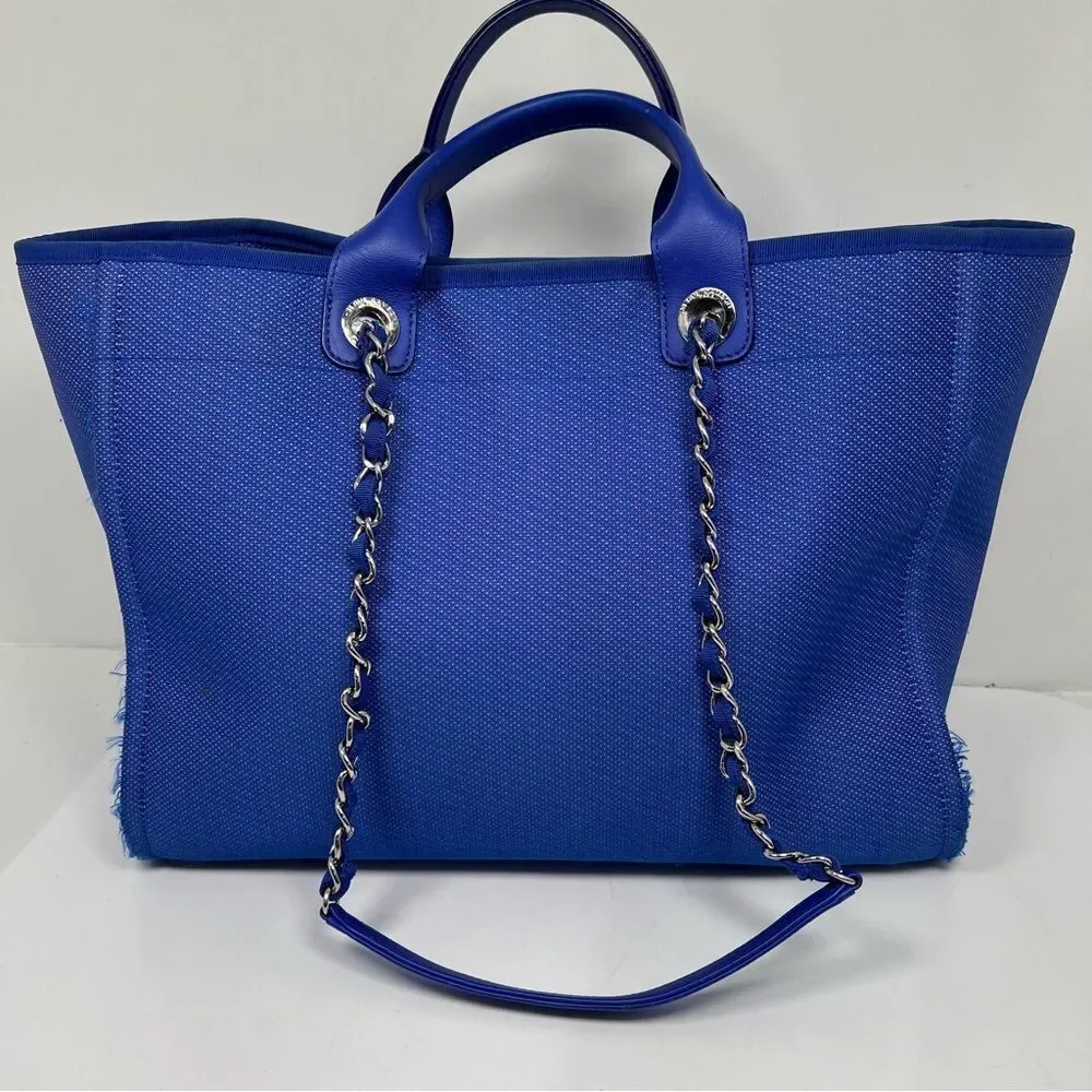Chanel SS21 Electric Blue Neon Orange Medium Deauville Tote Bag